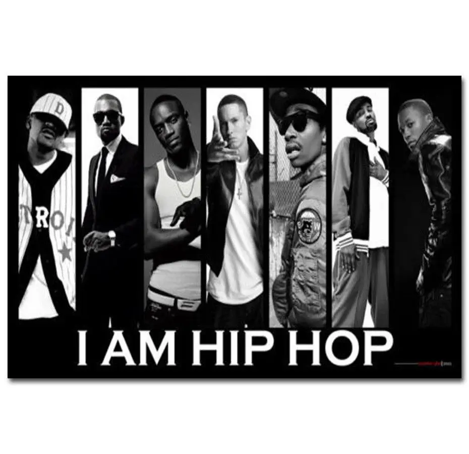 Я Хип-хоп Супер Горячие звезды рэп-музыки-Шелковый художественный плакат, Наклейка на стену, украшение в подарок - 0