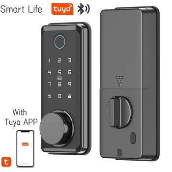 Bluetooth ПРИЛОЖЕНИЕ Tuya Мобильная Удаленная разблокировка Смарт-дверного замка с отпечатком пальца, Магнитный пароль, Временный вход без ключа, Электрический замок