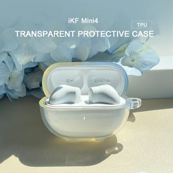 iKF Mini4- защитный чехол для наушников Bluetooth из термопластичного полиуретана (TPU), прозрачный, защищающий от падения, милый мультяшный мягкий чехол