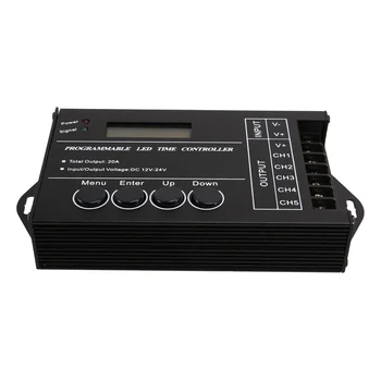 TC420 Программируемый по времени RGB LED контроллер DC12V-24V с 5-канальным светодиодным регулятором синхронизации