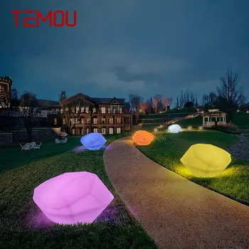 TEMOU Modern 16 цветов газонных фонарей USB Электрический креативный 3D Белый камень с дистанционным управлением IP65 Декор для сада и парка