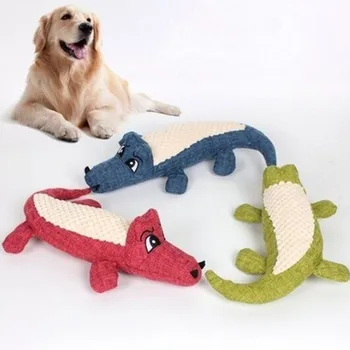 Домашняя собака, Льняная Плюшевая игрушка в виде крокодила, Игрушка для животных, Игрушка для чистки зубов, Интерактивная Кукла, Кукурузная Бархатная игрушка