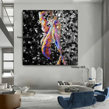 Искусство обнаженной натуры, очень большая абстрактная живопись Импасто, черно-белая, уникальное оригинальное искусство абстрактного экспрессионизма