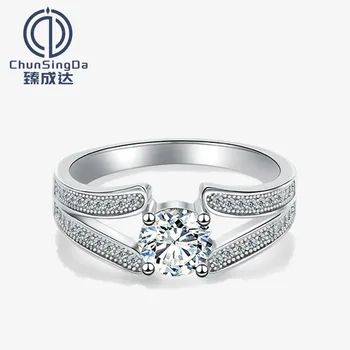 Кольцо с цирконом из стерлингового серебра S925 пробы с V-образным краем, внешняя торговля, Европейская и американская мода, популярное женское кольцо с бриллиантом в новом стиле Ins