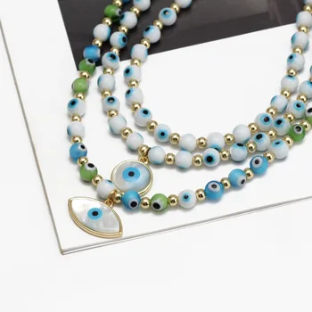 Новые турецкие Ожерелья от сглаза, Красочные Медные бусины Lucky Eyes, ожерелье из нитей, Колье на длинной цепочке в стиле Бохо, Ювелирные изделия для женщин и девочек