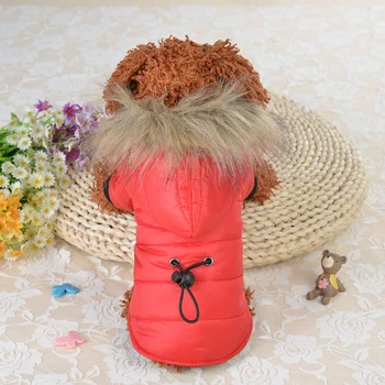 Одежда Теплая одежда для маленьких собак Зимняя шубка для собак чихуахуа Мягкий меховой капюшон Куртка для щенков Одежда для собак чихуахуа